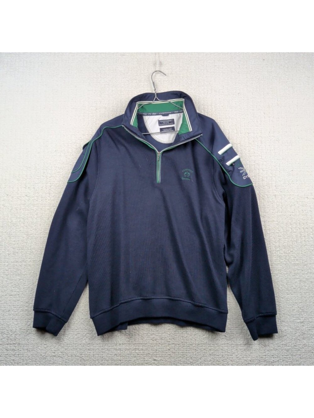 Claudio Campione Boating Sailing Quarter Zip Knit Blue Sweater UK Flag Men Sz L